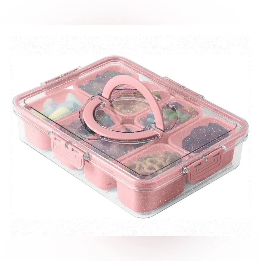 Cook With Color Sparkle with Lid Snack Box Food Storage Container Pink New!